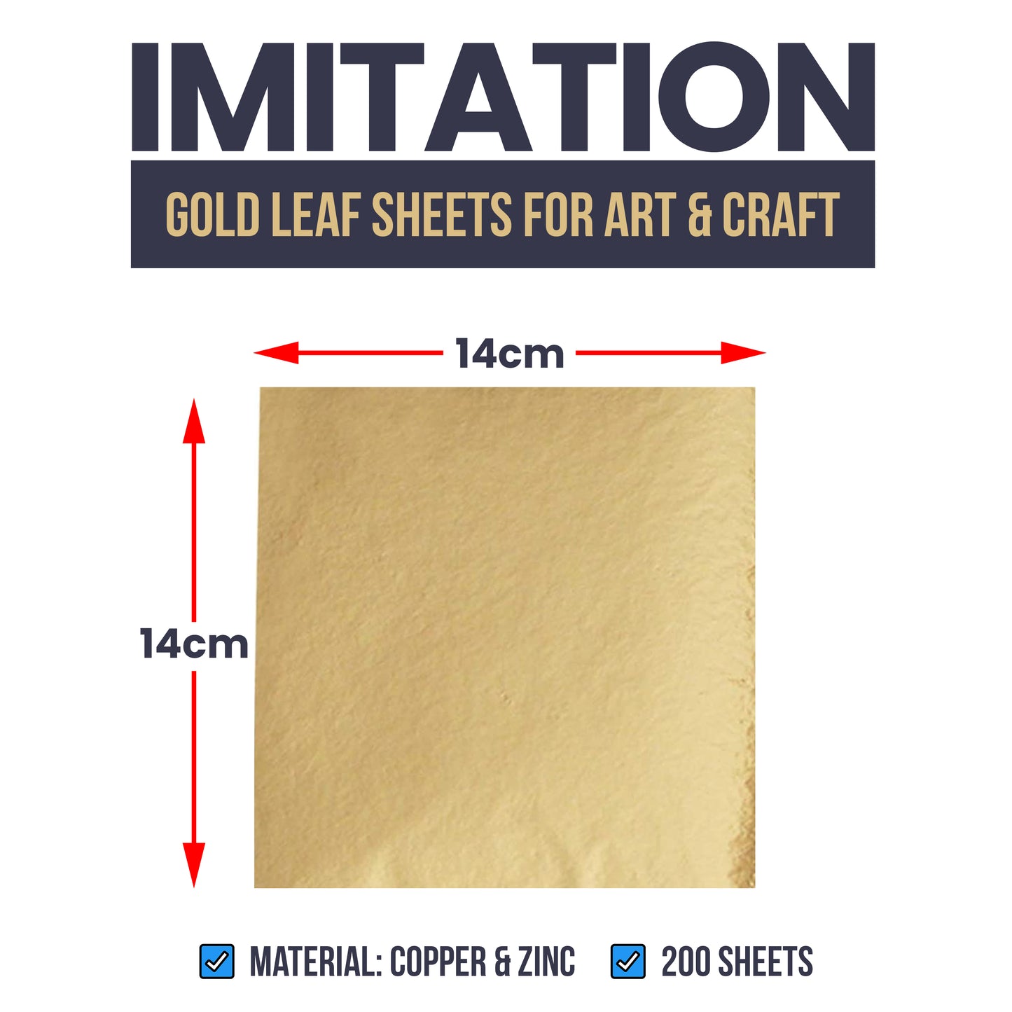 200 Imitation Gold Leaf Sheets 14 x 14 cm Gold Leaf for Art, Gilding, Crafting, Paintings, Home Furniture Decoration, Nail & DIY Arts Projects
