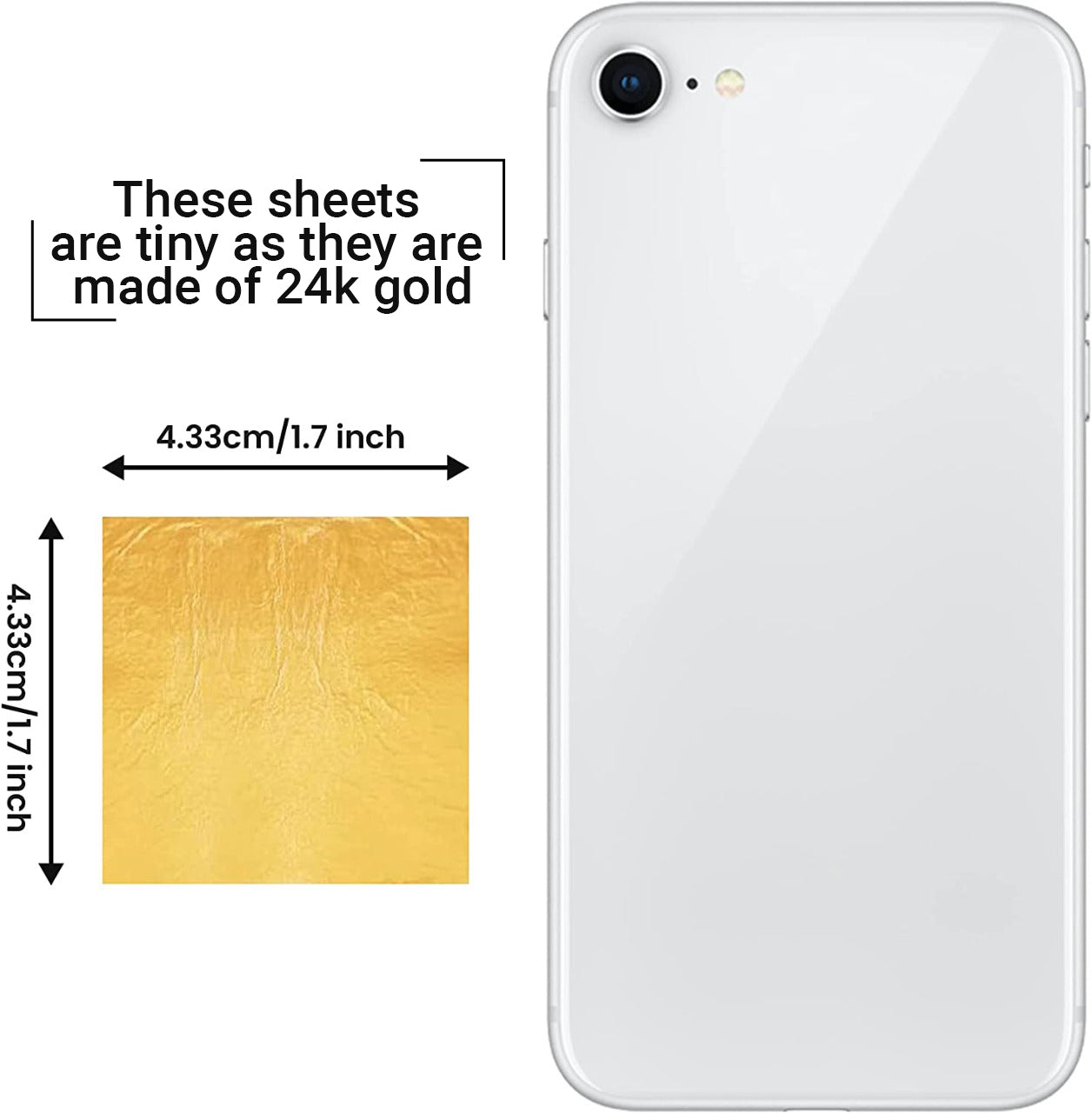 24k Gold Leaf Sheets, 4.33 x 4.33 cm, Pack of 50 Edible Gold Leaf Sheets for Cakes, Desserts, Chocolate, Art and Craft, Face Masks and Nail Art