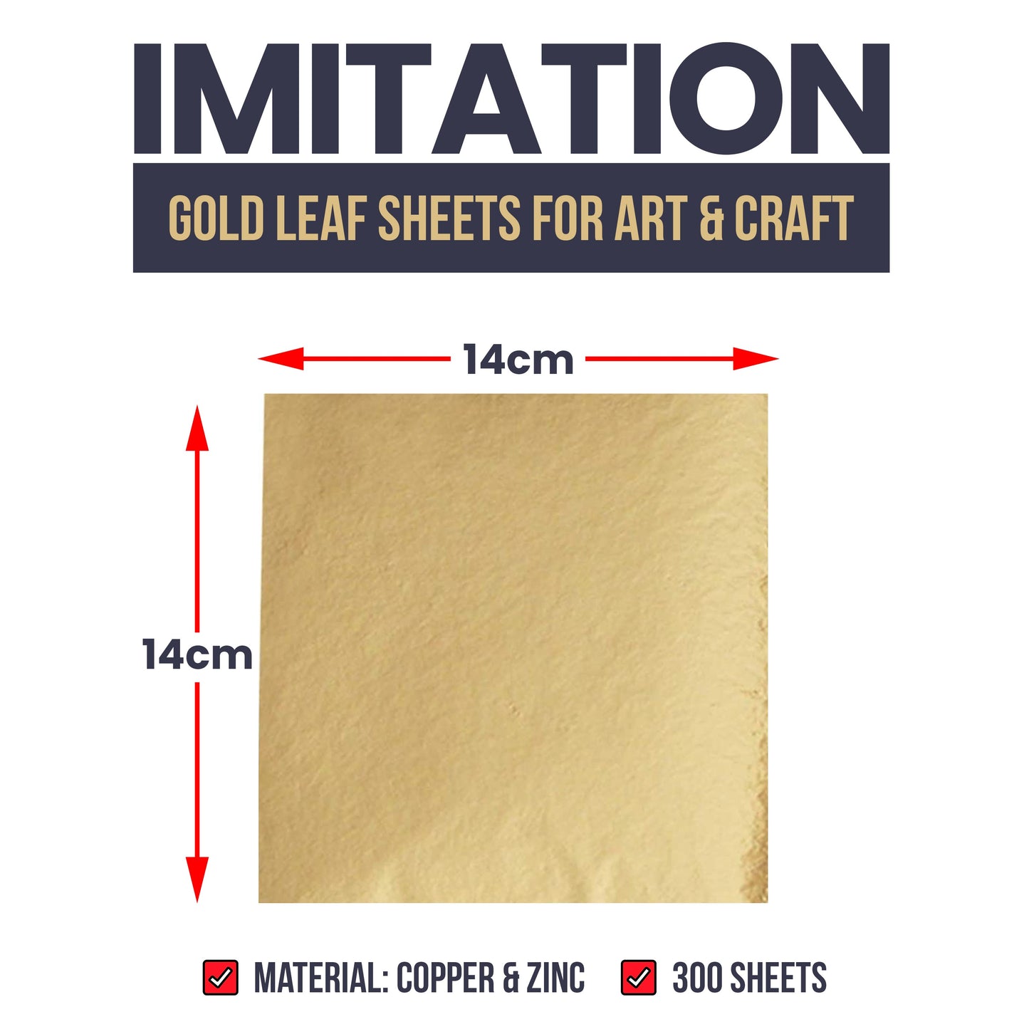 300 Imitation Gold Leaf Sheets 14 x 14 cm Gold Leaf for Art, Gilding, Crafting, Paintings, Home Furniture Decoration, Nail & DIY Arts Projects